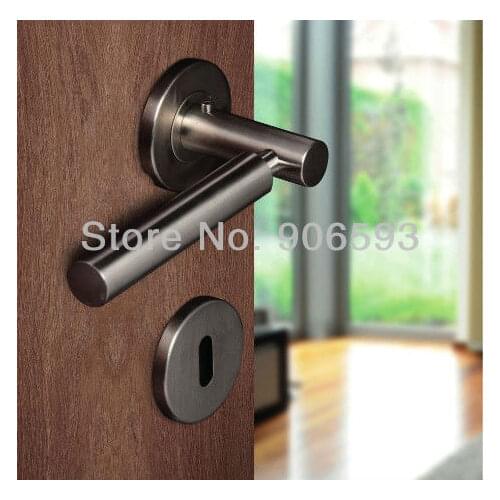 6pairs lot free shipping modern stainless steel door handles with escutcheon