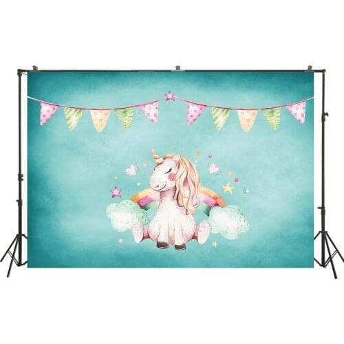 HUAYI Photography Backdrops Birthday Photo Backdrop Unicorn Baby Shower Birthday Party Decor Banner Photography Background W-420