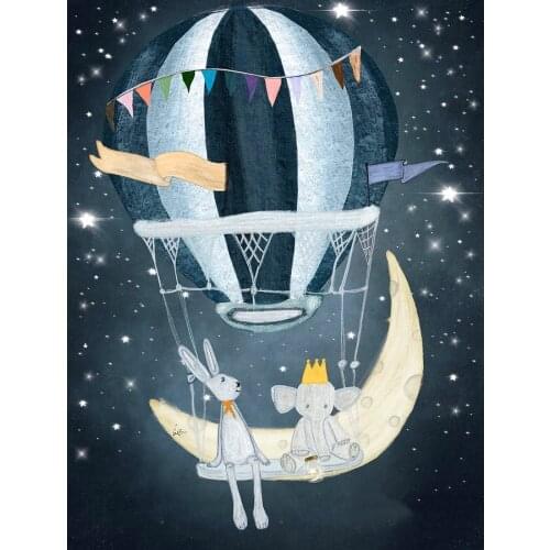 JMINE Div 5D Kangaroo baby elephant Wish Hot Air Balloon Moon Full Diamond Painting kits art Cartoon 3D paint by diamonds