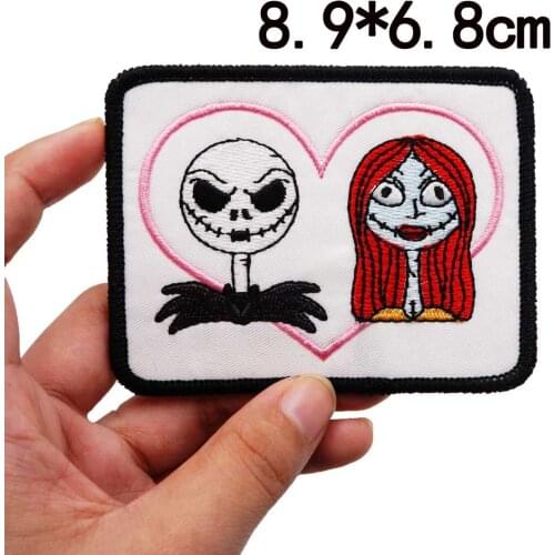 Nightmare Before Christmas Embroidery punk biker Patches with hook backing