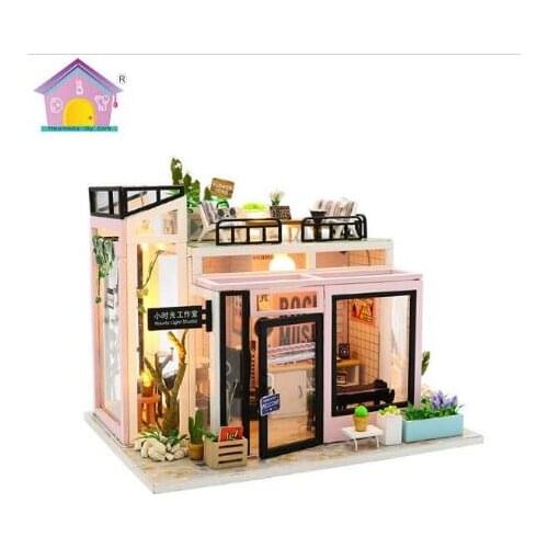 DIY Dollhouse Wooden doll Houses Miniature Doll House Furniture Kit Casa Music Led Toys for Children Birthday Gift M903