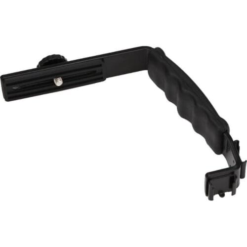 L-shaped Angle 2 Shoe Flash Bracket DV Tray Dual Hot Shoe L-shaped Flash Bracket Mic Stand For DSLR Camera Camcorders DV