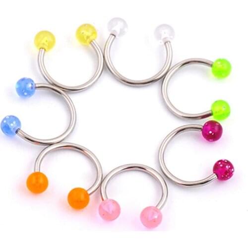 Hot Sales 7Pcs 16G Stainless Steel Earring Nose Lip Nipple Circular Barbell Horseshoe Ring