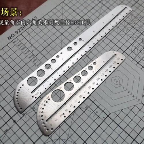 EDC Titanium Alloy Ruler Stainless Steel Measurement Math Outdoor Portable Survival Safety Gear Multi-functional Tools Titanium