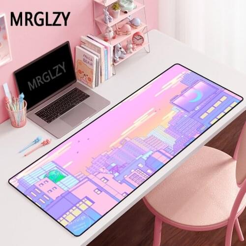 MRGLZY Drop Shipping Mouse Pad Gamer DeskMat Large XXL Computer Gaming Peripheral Accessories Pink Girl MousePadMat for LOL Csgo