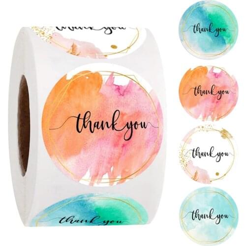 100-500pcs Thank You for The Stickers Round Envelope Sealed Label Scrapbook STICKER BLACK PINK Stickers Stationery Cute Sticker