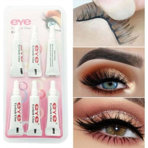 New 6Pcs Practical Waterproof Eyelashes Glue False Eye Lash Extension Adhesive Paste
