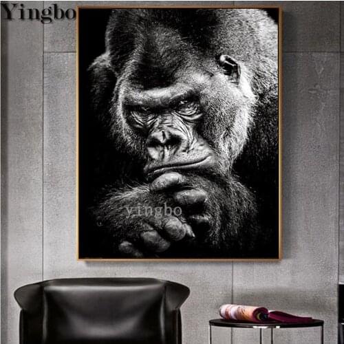 Orangutan animal diamond painting full square round diamond embroidery 5 d Diamond Mosaic crystal paintings black white wall art