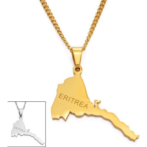 Anniyo Eritrea Map Pendant Necklaces Chain Women Men/Map of Eritrea Gold Color Jewelry African Necklace Ethiopia #050321