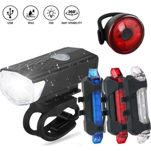 USB Rechargeable Bike Light MTB Bicycle Front Rear Back Tail Light Bicycle Lamp Lantern Flashlight Cycling Safety Warning Light