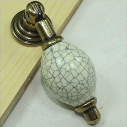 Shaky pendant furniture knob carck ceranic drawer cabinet knob bronze dresser cupboard door pull handle antique brass drop knob