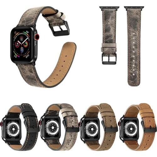 Genuine Leather Watchband for Apple Watch 44mm 40mm Stylish Bracelet for Iwatch 38mm 42mm Series 6 5 4 3 2 1 SE Band & Adapters