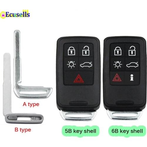 Uncut replacement remote key shell 5 buttons 6 Buttons remote key housing case fob FOR VOLVO XC70 V40 V70 XC60 S80 S60