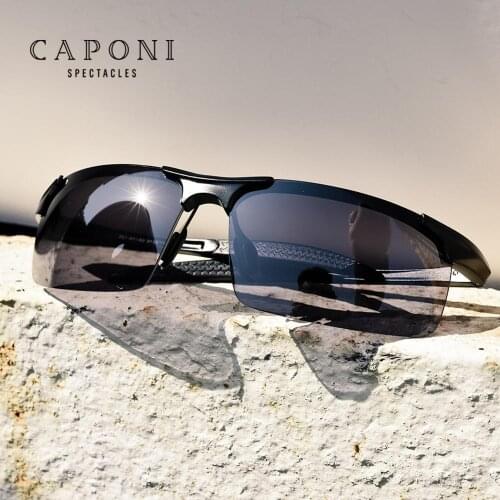 CAPONI Polarized Sunglasses For Male Vintage Sports Photochromic Eyewear Classic Brand Designer Sun Glasses Men UV400 BS3218