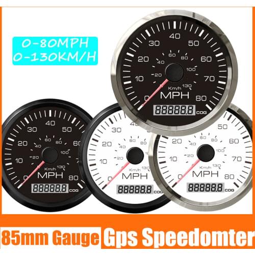 85mm Boat GPS Speedometer 0-80MPH 130km/h with GPS Antenna Digital Drive Direction COG Red/Yellow Backlight For Marine Car Moto