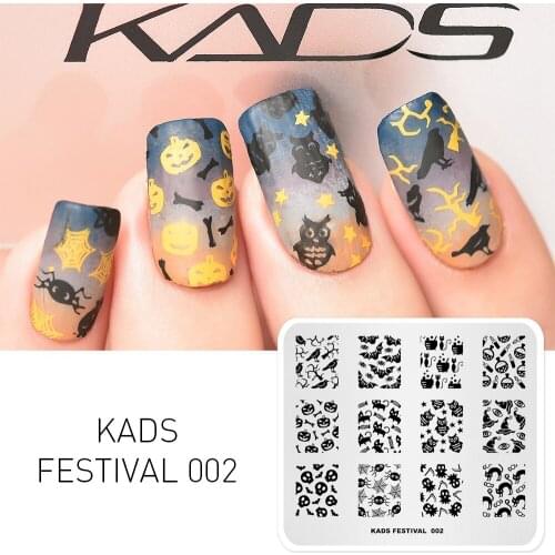 Halloween Nail Stamp Plate Pumpkin Spider Bat Pattern Nail Art Stamping Template Image Stencil Plate for Nail Polish Nail Print
