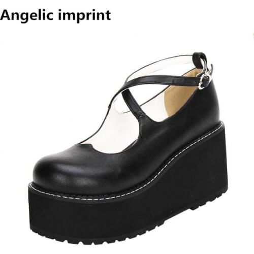 Angelic imprint woman mori girl lolita cosplay shoes lady high thick heels pumps platform shoes women princess dress wedges 47