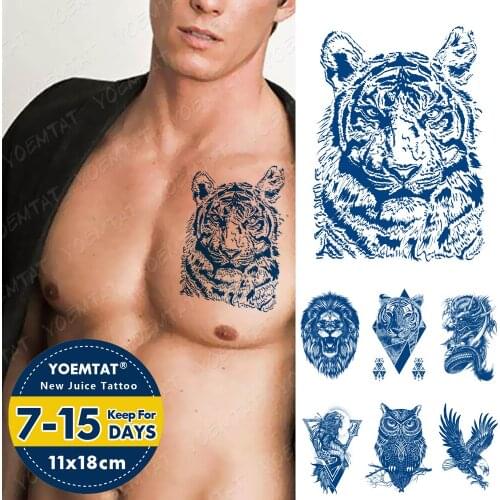 Body Art Waterproof Temporary Tattoo Sticker Lion Sea King Poseidon Tatoo Arm Fake Fox Whale Tatto Juice Ink 2 Weeks last Tattoo