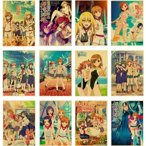 Japanese anime canvas painting toaru kagaku no railgun retro poster and print art print mural picture for bar home wall decor