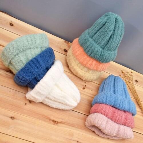 Women knitted Winter Hat female Warm Rabbit fur beanie Girls Solid Bonnet women Skullies beanies Soft Hats wool beanies