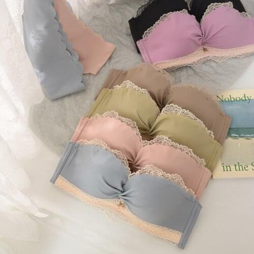 Wasteheart Pink Blue Women Fashion Sexy Lingerie Lace Seamless Push Up Bras Bralette Wireless Cotton Panties Padded Bra Set