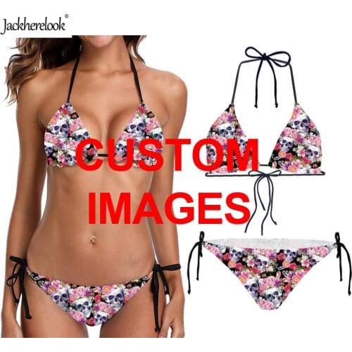 Jackherelook Customize 3D Printing Women Sexy Bikini Set 2019 Ladies Summer Beach Wear Triangle Halter Two Piece Bathing Suits