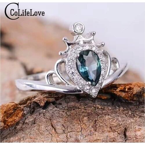CoLife Jewelry classic sapphire crown ring 4 mm * 6mm natural sapphire wedding ring solid 925 silver sapphire ring romantic gift