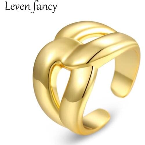 Women 18K Gold 925 Sterling Silver Irregular Crossover Heavy Duty Punk Ring Female Wide Face Cross Exaggerated Hip Hop Ring