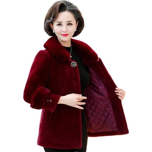 Winter parka jacket women short mink velvet 2020 new autumn winter coat middle-aged warm womens fur collar woolen overcoat