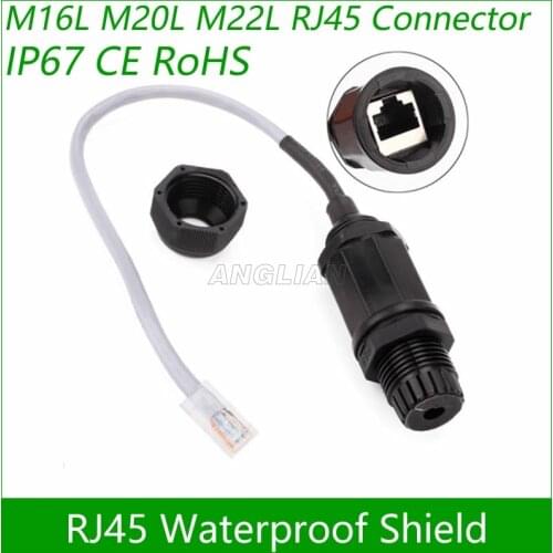 Free Shipping RJ45 waterproof connector M16 Ethernet Interface M22 LAN Network Adapter CAT5E CAT6 shielded panel mount 1 unit