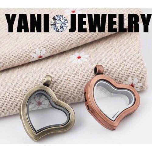 10pcs/Lot Retro Heart Shaped Glass Living Memory Floating Locket Pendant For Floating Necklaces Valentines Day Gift Jewelry