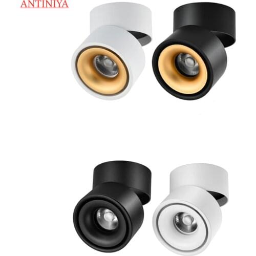 Dimmable COB LED Downlights Surface Mounted LED Ceiling Lamps 8W10W12W15W18W Foldable 360° Rotatable Background Track Spot light