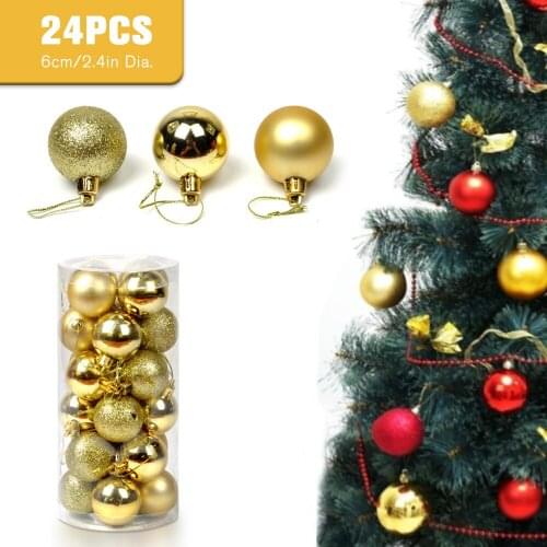 24pcs Christmas Ball Ornaments With Lanyards 6cm/2.4in Christmas Tree Ornaments Balls Shiny Matte Glitter Balls Decorations