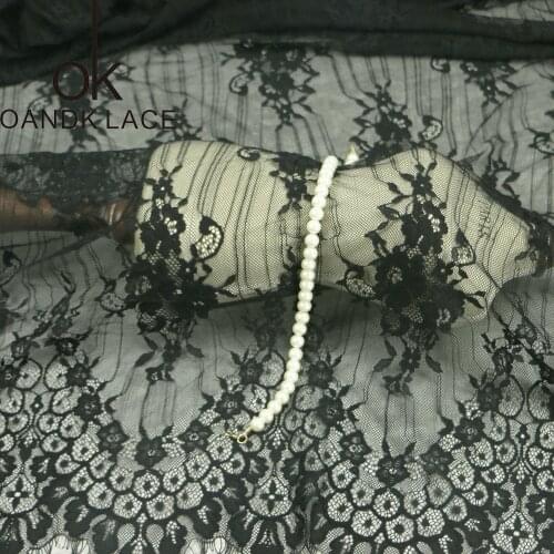 3 meter 150 cm Wide Delicate Black Antique Eyelash high quality Lace Trim DIY Sewing Applique Costume design Free Shipping