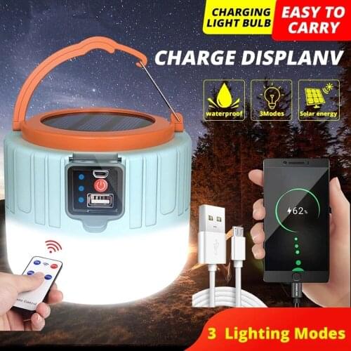 3 Mode Camping Light Solar Outdoor USB Charging Tent Lamp Portable Lantern Night Emergency bulb Flashlight For BBQ