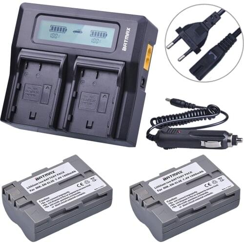 Batmax 2Pcs EN-EL3E EN EL3E ENEL3E Battery + LCD Rapid Dual Charger for Nikon D70 D70S D80 D90 D100 D200 D300 D300S D700 Camera