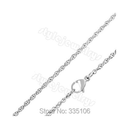 Free shipping! 1.5mm Silver Elliptical Link Necklaces Chain Stainless Steel Jewelry Fashion Women Necklace Lobster Clasp SCH0012