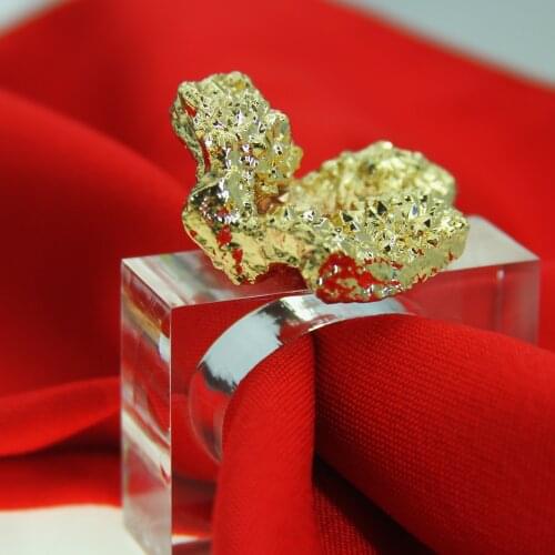 Free shipping reall nature gold stone square acrylic napkin ring napkin holder 4 pcs