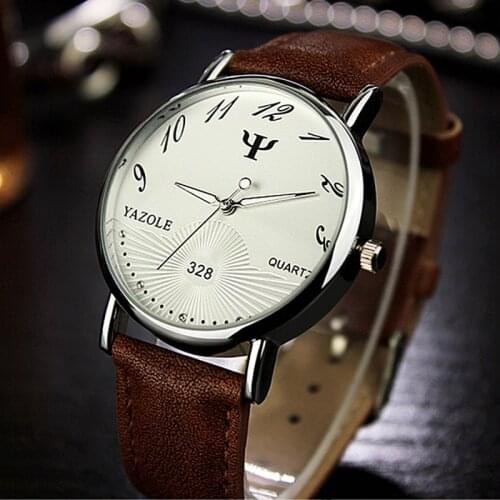 Brand Yazole Mens Watch Business Unique Casual Leather Watches Fashion Luminous Quartz Clock Relogio Masculino