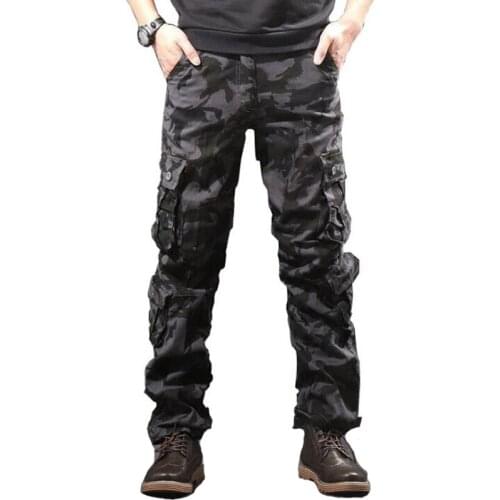 Men Camo Pants Multi Pocket Military Cargo Trousers Casual Pure Cotton Straight Long Pant Man Joggers Hip Hop Tactical Trouers