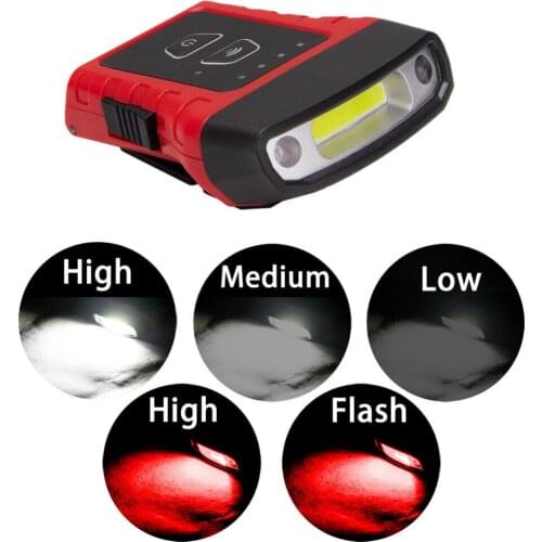 COB LED Cap Light Finger Sensor Hat Headlight Headlamp Head Flashlight Cap Light Clip On Light Night Fishing Outdoor Head Lamp