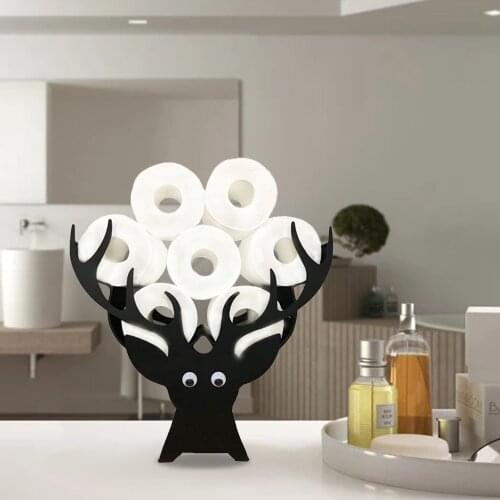 Elk Head Paper Holder Metal Bracket Paper Roll Accessories Christmas Decor Kitchen Bathroom Toilet Storage Racks Shelf Organizer