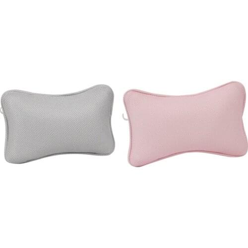 Hot XD-2x 3D Mesh Spa Bathtub Headrest Pillow with Suction Cups Non-Slip Cushion Bath Tub Spa Pillow (Gray&Pink)