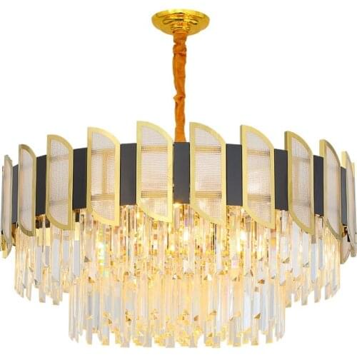 New Light Luxury Crystal Chandelier Column Modern Minimalist Dining Room Living Room Lamp Bedroom Lamp Stainless Steel Lamp