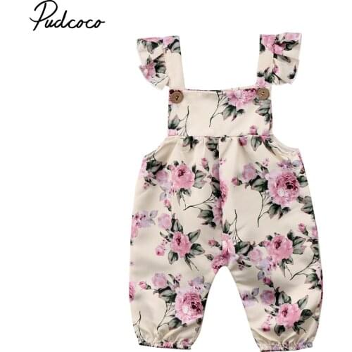 2018 Brand New Newborn Toddler Infant Baby Girl Strap Flower Romper Jumpsuit Outfit Sleeveless Sunsuit Baby Summer Clothes 0-24M