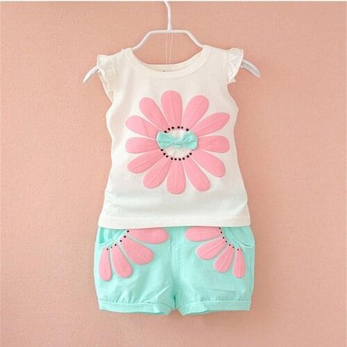 Cute Toddler Kids Baby Boys Girl Cartoon Outfits T shirt Tops Shorts Clothes Set Summer Baby Girl Sunflower Sweet Clothing Sets