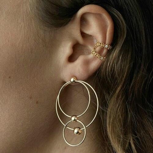 Korean Earrings Fashion Jewelry Geometric Round Earring For Women Oorbellen Hanging Dangl Statement Earrings Indian Jewelry