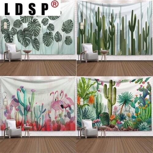 LDSP Tropical Succulents Cactus Flower Tapestry Wall Hanging Rug Background Cloth Beach Mat Blanket Art Bedroom Dorm Home Decor