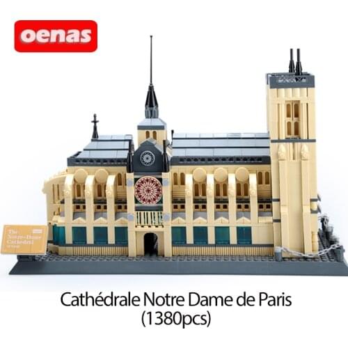 MOC Expert Creative Architecture Notre Dame Cathedral De Paris Landmark Model Building Block Construction Bricks Kids Toys Gift
