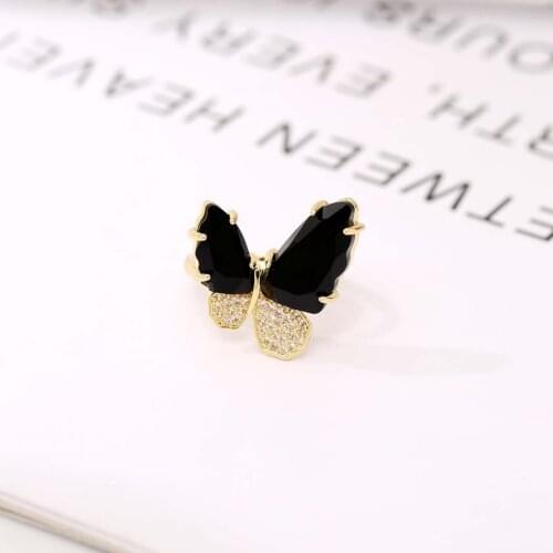 Todorova New Butterfly Zircon Ring Fashion Popular Temperament Sweet Romantic Female Jewelry Girl Wedding Gift